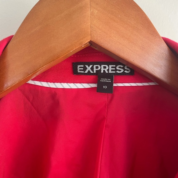 Red express button down blazer, size 10 - Picture 3 of 15